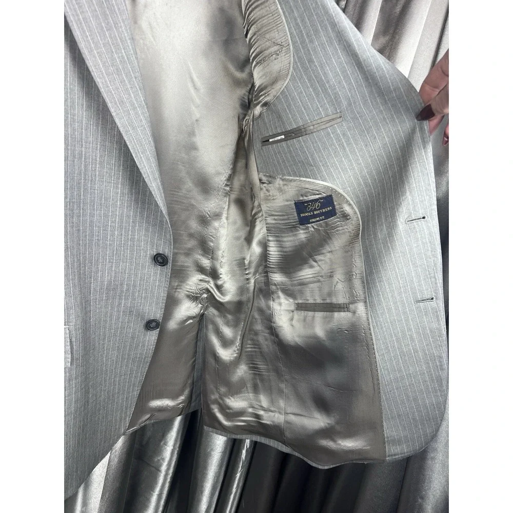 Brooks Brothers Regent Fit 41L Men's Coat Jacket Gray Stripe Tollegno 1900 Italy
